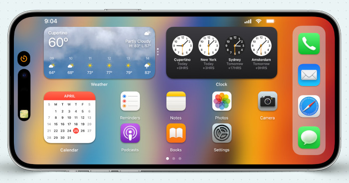 iPhone home screen in landscape view
