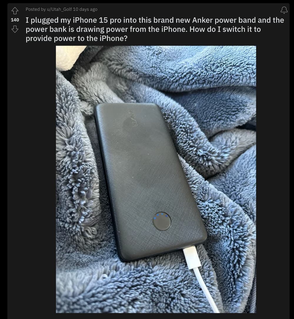 Note that iPhone 15 will cause the power bank to reverse charge1