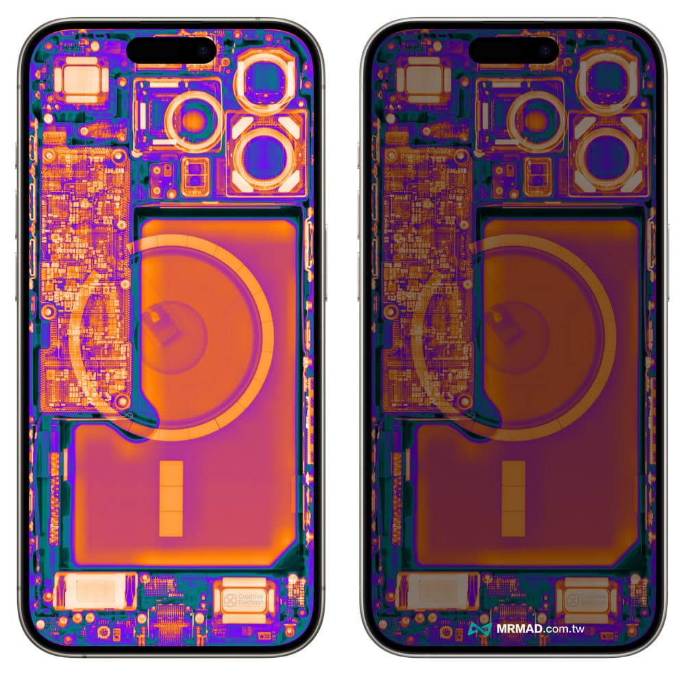 iPhone 15 Pro parts tablecloth X-ray perspective 2