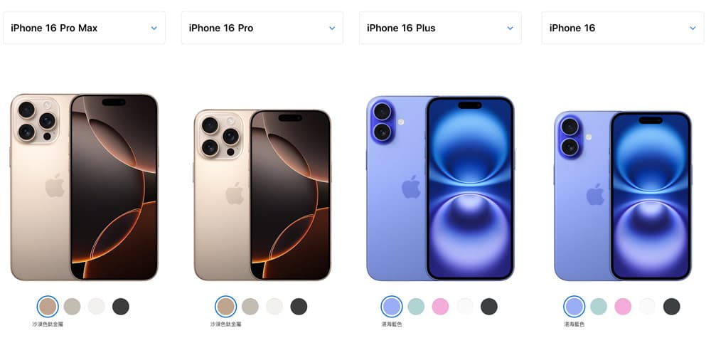 Specifications, positioning and features of four iPhone 16 models