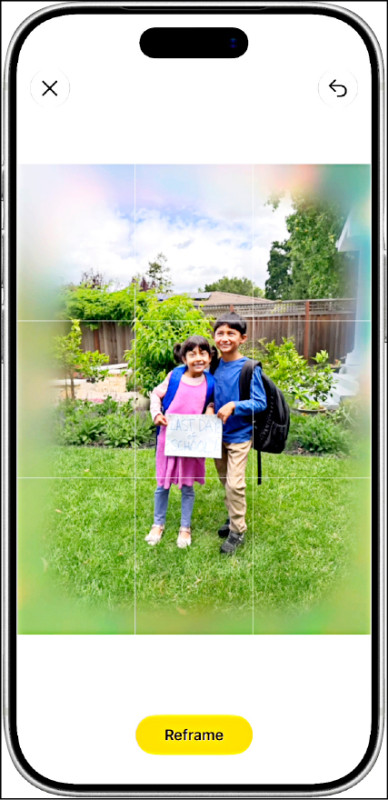 The space reconstruction function in the photo app allows users to adjust the composition after shooting.