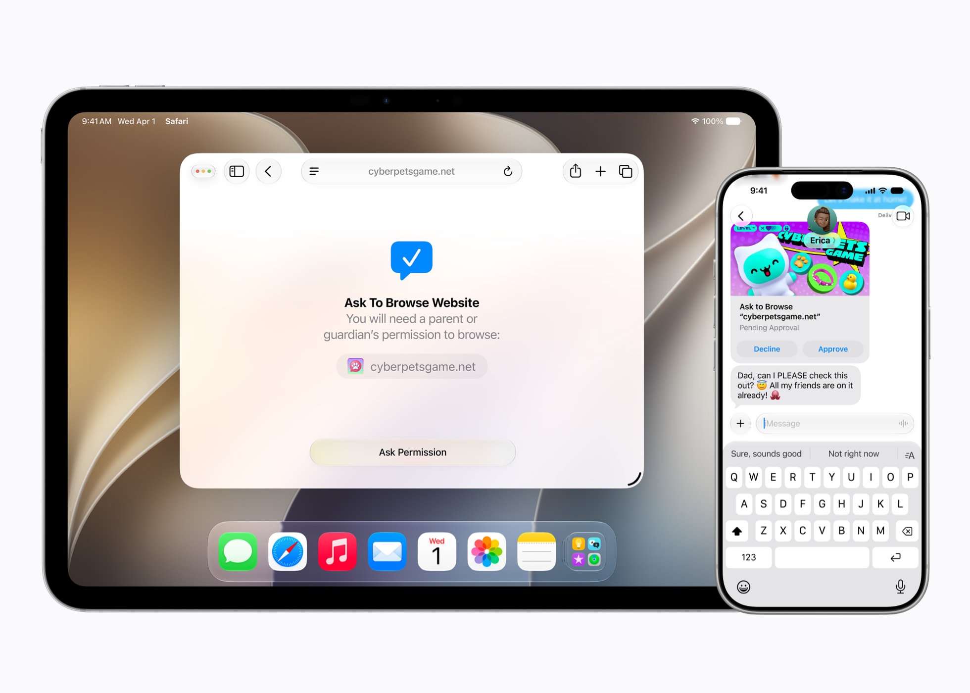 Ask to Browse approval request on iPhone