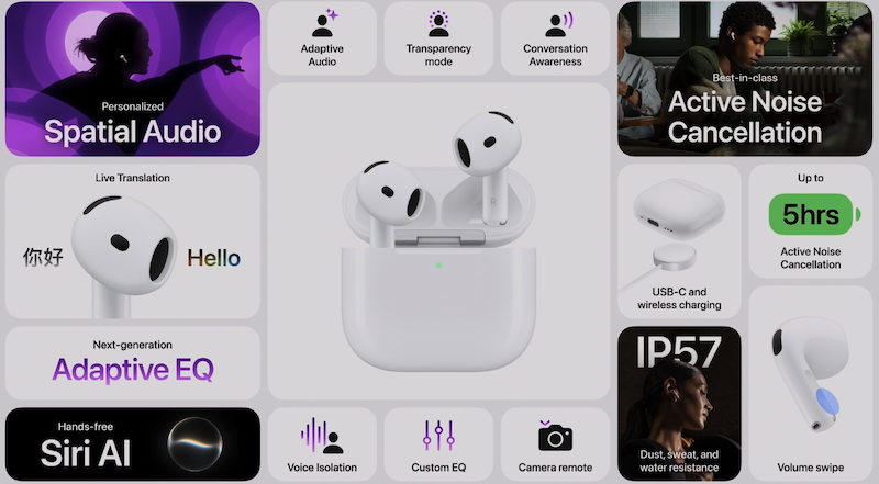 AirPods 5 is available in a standard charging case version and with a wireless charging case. (Photo/Apple)