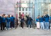 Deirdre O’Brien and John Ternus welcome customers at Apple Fifth Avenue