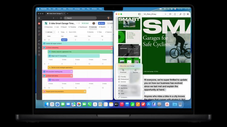 MacBook Pro showing Asana and Keynote from Apple Newsroom