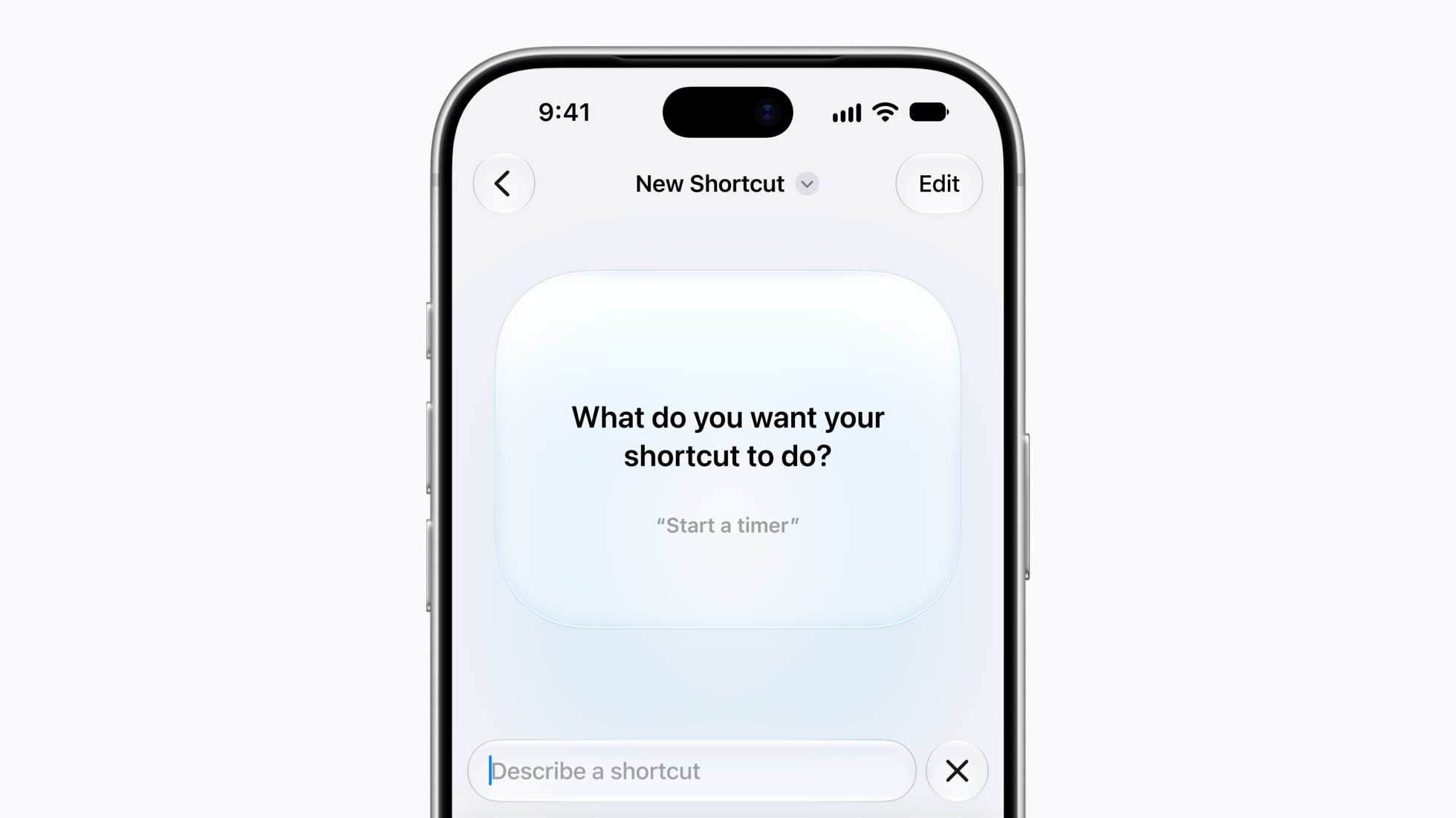 Shortcuts describe a shortcut screen from Apple Newsroom iOS 27 availability