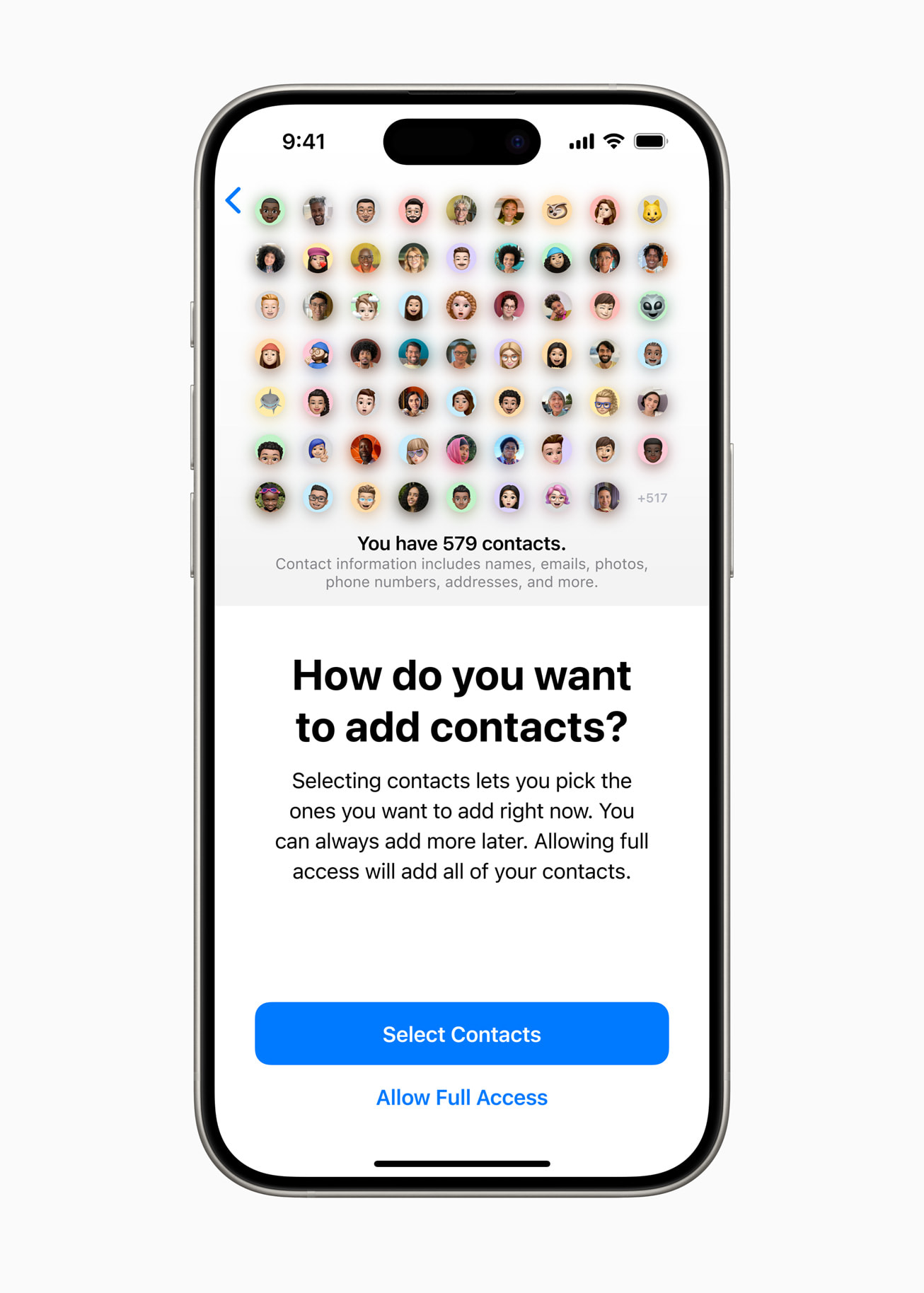 iPhone Contacts permission screen from Apple Newsroom