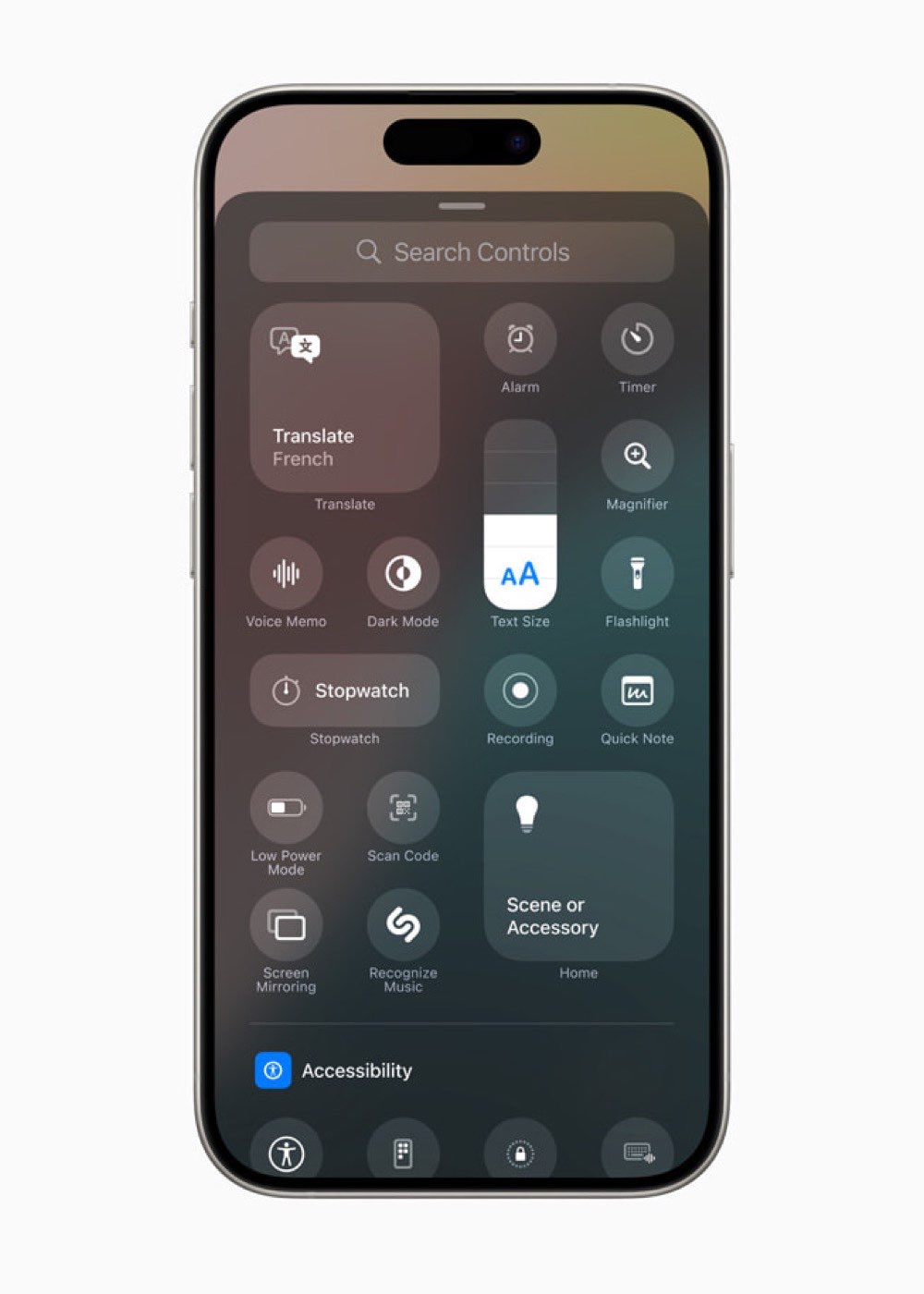 iOS Control Gallery from Apple Newsroom showing Add a Control options