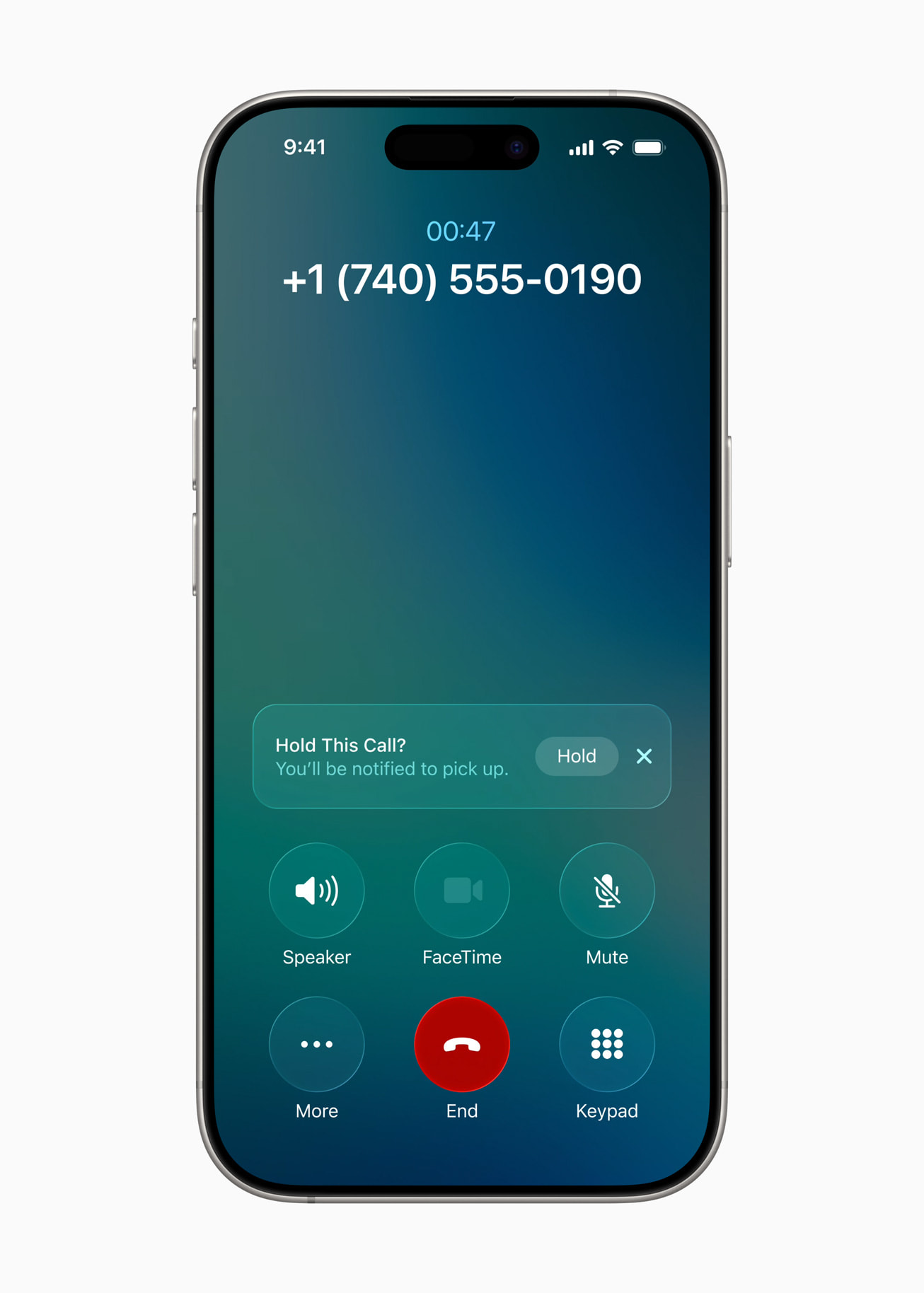 iPhone Hold Assist waiting on a call from Apple Newsroom