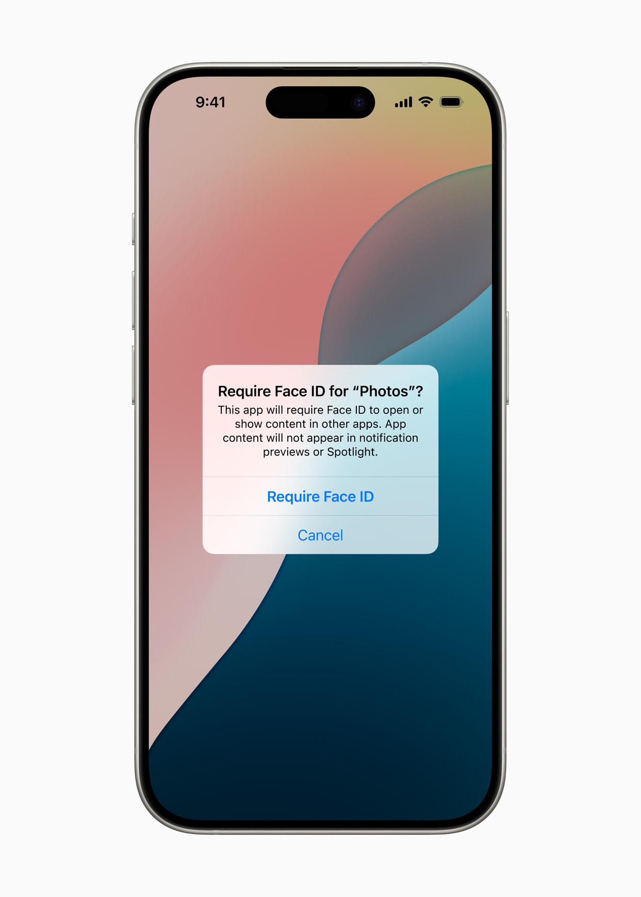 Locked app requiring Face ID on iPhone from Apple Newsroom