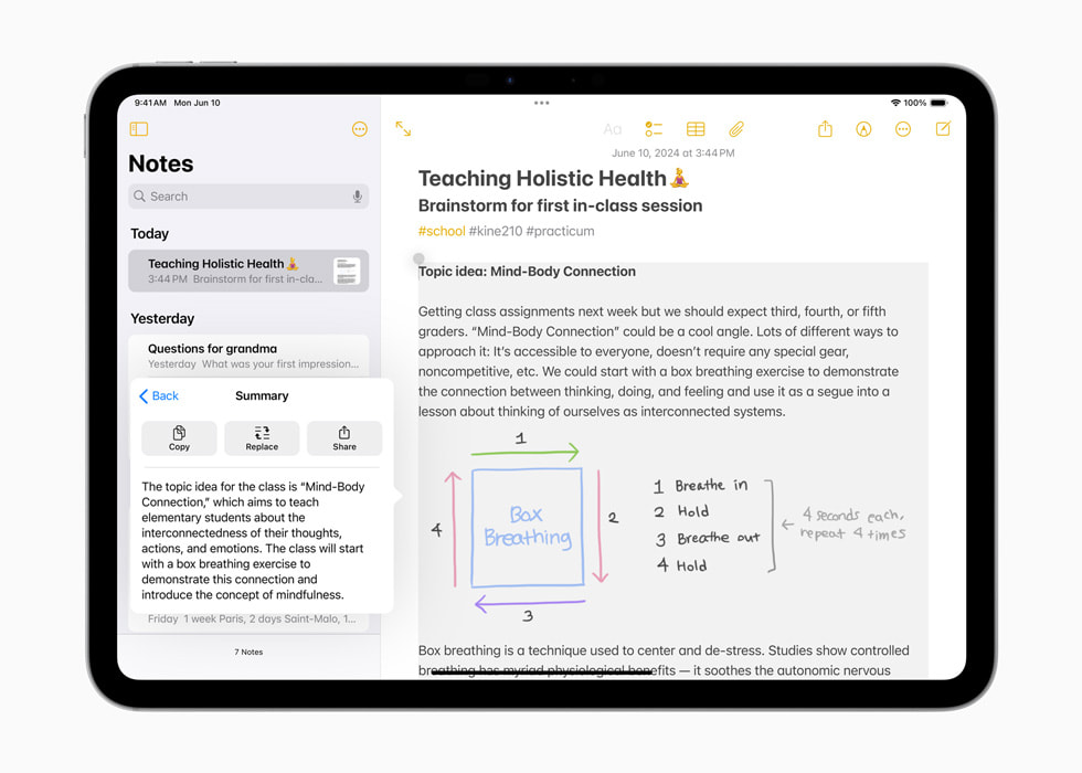 Notes summarize with Apple Intelligence from Apple Newsroom