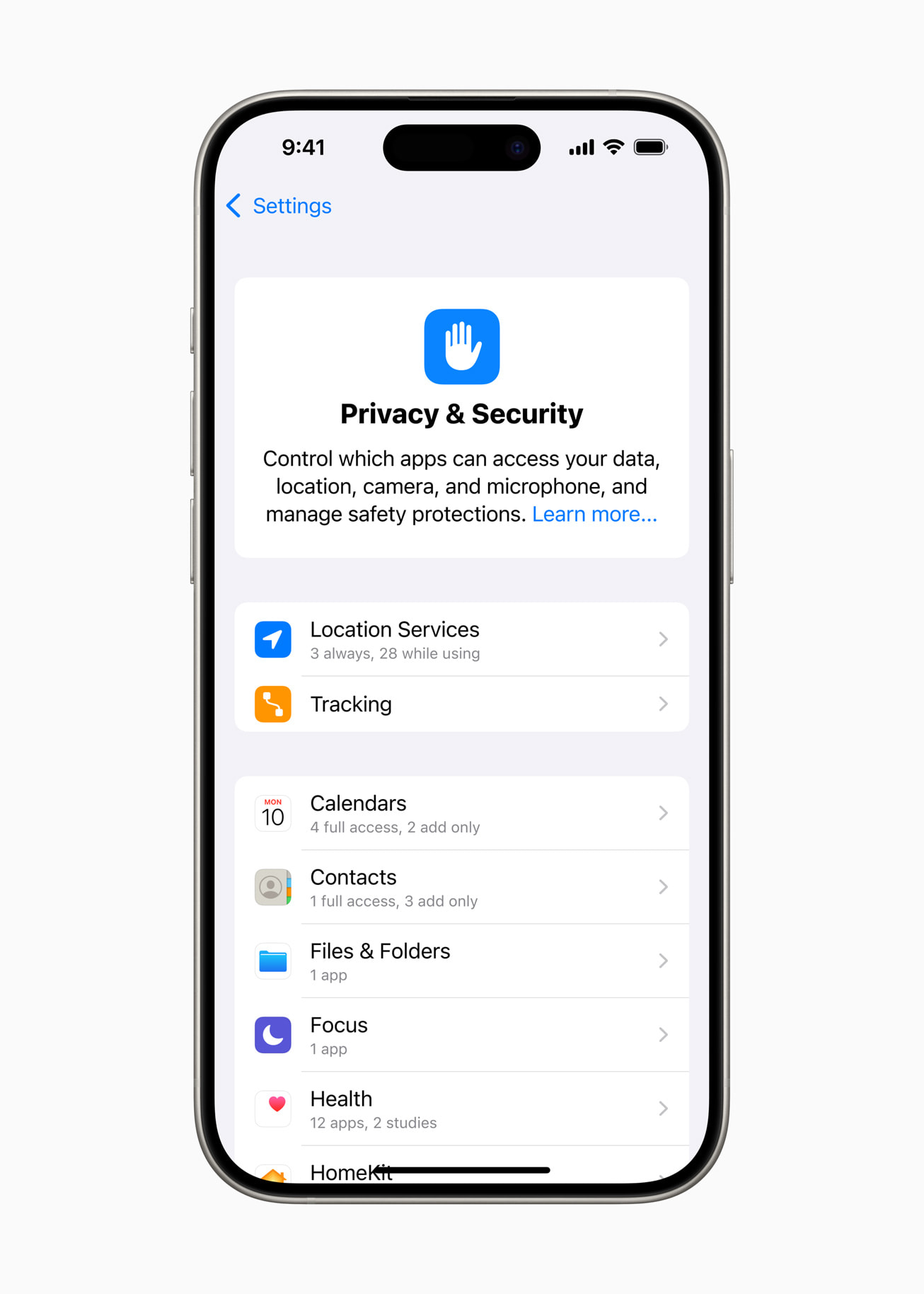 Privacy and Security settings on iPhone from Apple Newsroom
