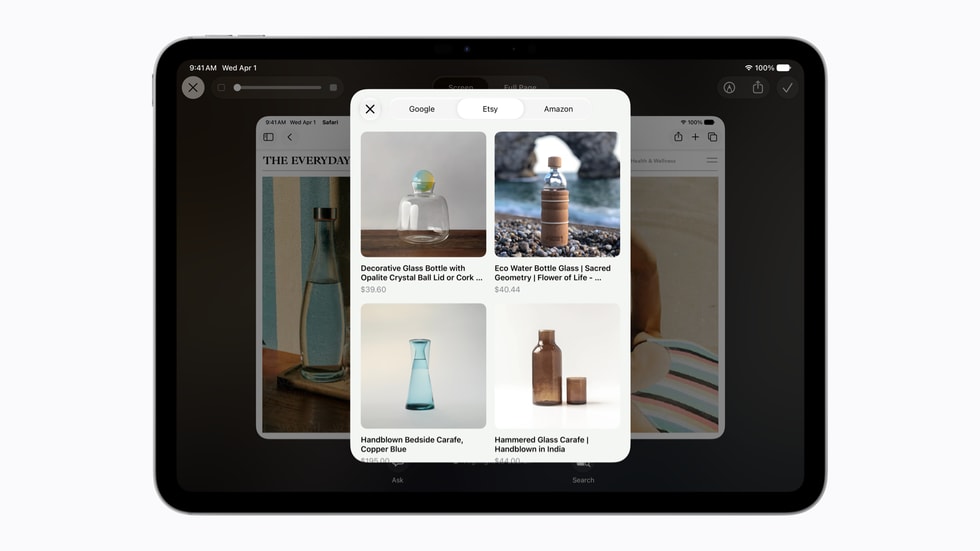 Visual Intelligence shown on iPad in Apple’s Siri AI press photos