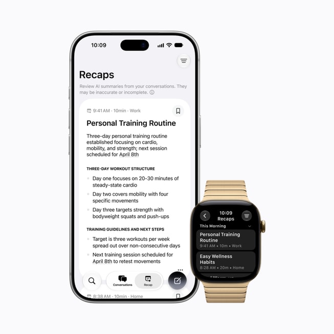 Siri Recap summary on iPhone 18 Pro beside Apple Watch Series 12